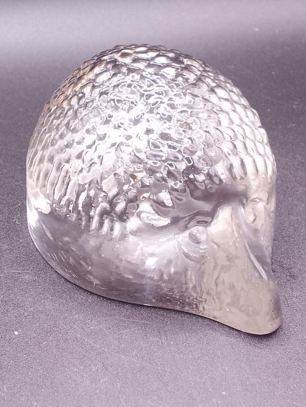 Vintage Viking Glass Clear Figurine Paperweight Window Sitter Hedgehog